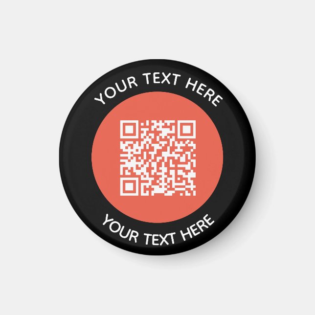 Imán Añadir su propio código QR redondo Exploración mín (Frente)