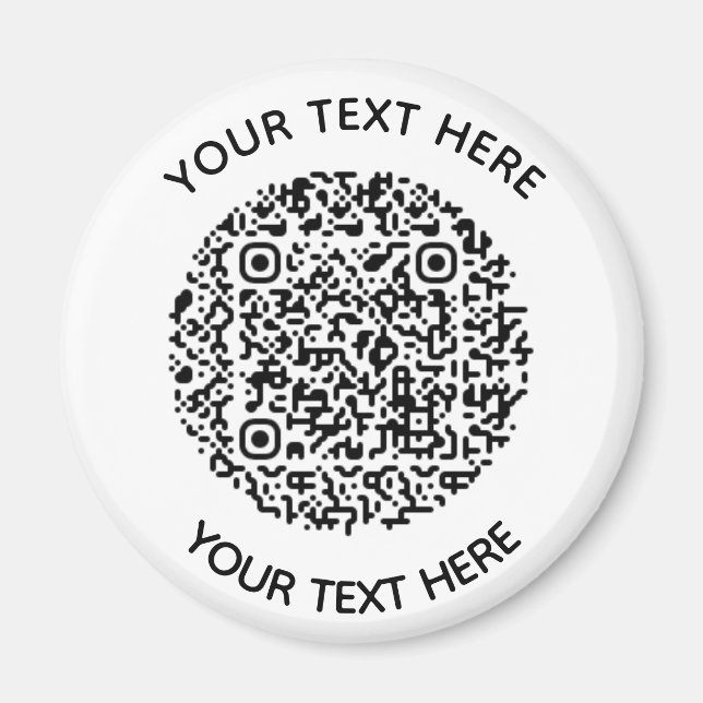 Imán Añadir su propio código QR redondo Exploración mín (Frente)