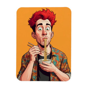 Imán Añadir tu foto Guay divertido hombre de fideos dib