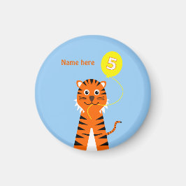 Imán Añadir un nombre lindo tigre de quinto cumpleaños