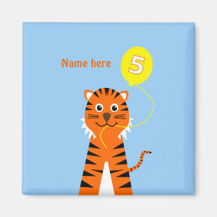 Imán Añadir un nombre lindo tigre de quinto cumpleaños