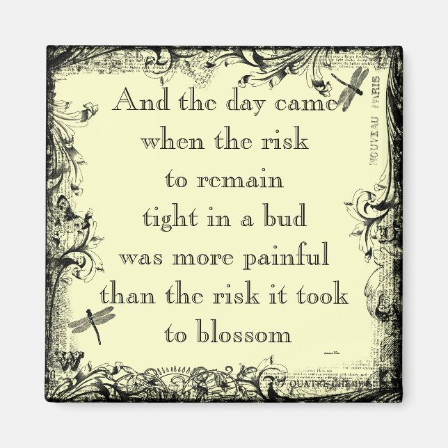 Imán Anais Nin Risk Quote Magnet (Frente)