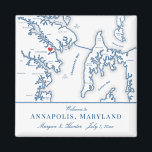 Imán Anápolis Mapa de Maryland Favor de la boda de dest<br><div class="desc">¡Pedidos rápidos y fáciles! Estos imanes de mapas de Annapolis MD hacen grandes favores de boda en Virginia para incluirlos en sus bolsos de bienvenida de bodas de destino en Maryland. Mueva el corazón haciendo clic en "Editar usando herramienta de diseño" en "Personalizar". Con un mapa de Annapolis y Kent...</div>
