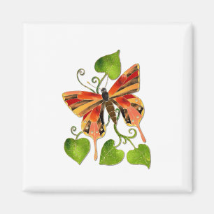 Imán anaranjado de la mariposa del vitral