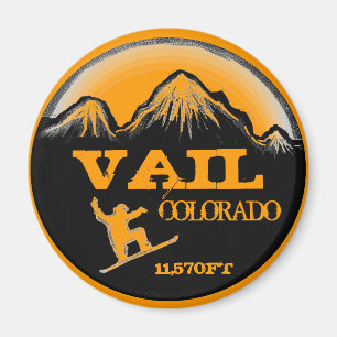 Imán anaranjado del arte de la snowboard de Vail