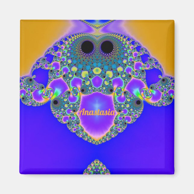 Imán ANASTASIA~ Modelo abstracto ~ Azul morado amarillo (Frente)