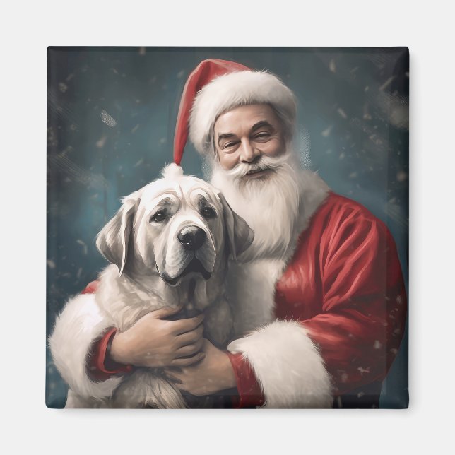 Imán Anatolian Shepherd con Navidades de Santa Claus (Frente)