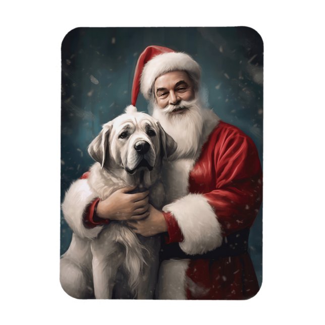 Imán Anatolian Shepherd con Navidades de Santa Claus (Vertical)