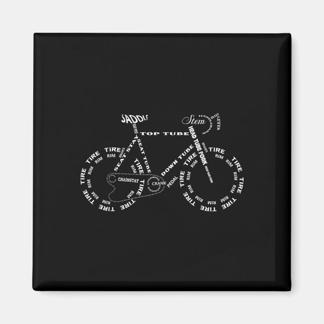 Imán Anatomía de una bicicleta - partes divertidas de b (Frente)