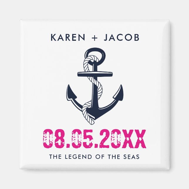 Imán Anchor Cruise Ship Wedding Favor Magnets (Frente)
