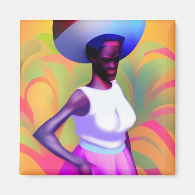 Imán Anciana africana llevando una bolsa en la cabeza (Frente)