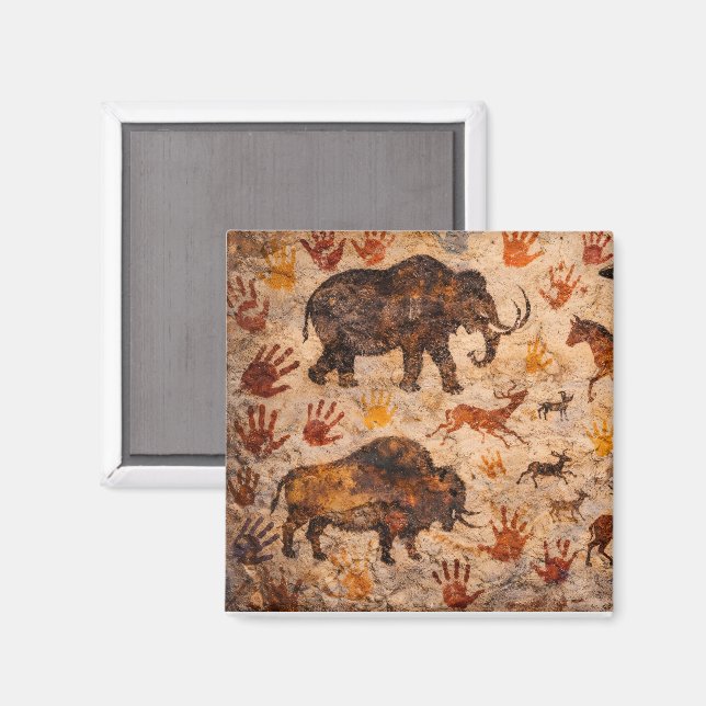Imán Ancient cave art make your mark stone mural magnet (Anverso/Reverso)