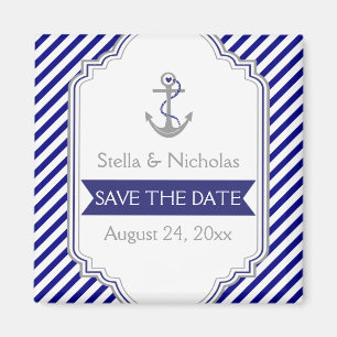 Imán Ancla azul marino boda náutica Save the Date
