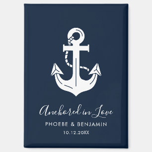 Imán Ancla de Boda Minimalista Armada con Nombre y Fech