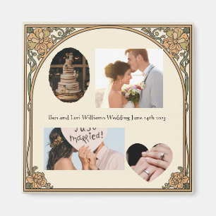 Imán Ancla de Memoria Cuatro Texto Foto Arco de Boda