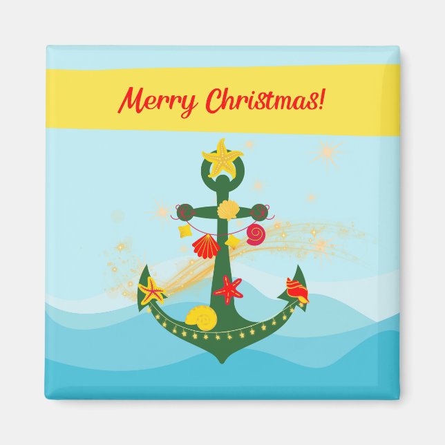 Imán Ancla de Navidad Náutica (Frente)