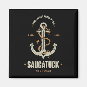 Imán Ancla Retro Vintage Saugatuck Michigan Boating Sa