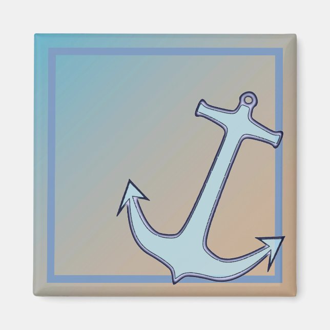 Imán Ancla sobre azul y Tan (Frente)