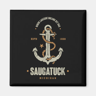 Imán Ancla Vintage Retro Saugatuck Michigan Embarcacion