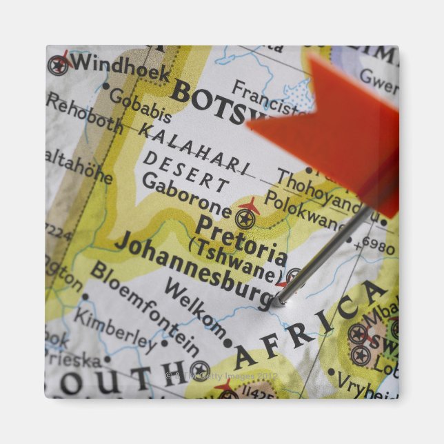 Imán Anclaje de mapa colocado en Johannesburgo, Sudáfri (Frente)