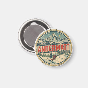 Imán Andermatt Vintage esquí Suiza Alpes Suizos regalos