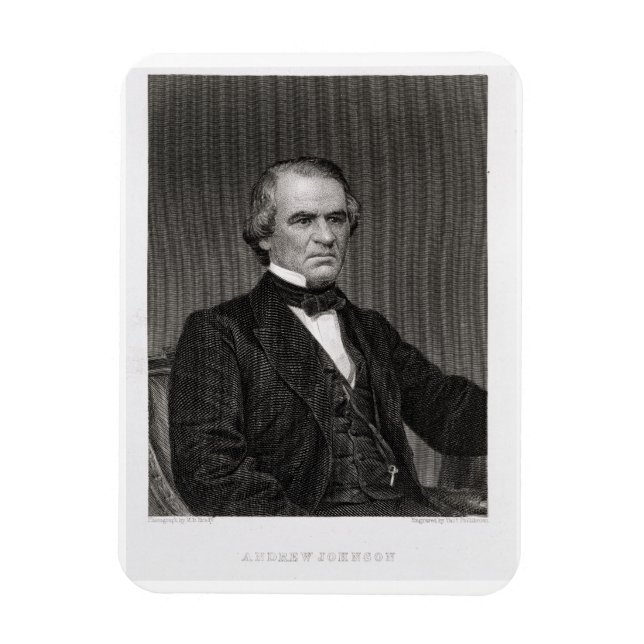 Imán Andrew Johnson, grabado de una fotografía de Thom (Vertical)