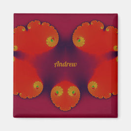 Imán ANDREW ~ Red Scarlet Blue and Yellow Pattern ~
