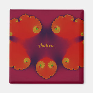 Imán ANDREW ~ Red Scarlet Blue and Yellow Pattern ~