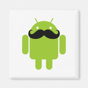Imán Android Robot Black Mustache Graphic