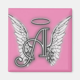 Imán Ángel Alphabet A Inicial Lating Wings Halo
