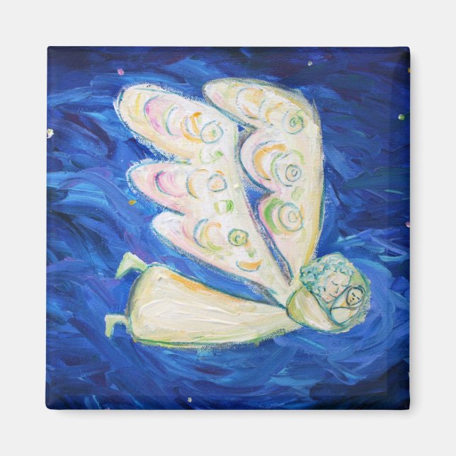 Imán Ángel blanco y mosquiteros para bebés (Frente)