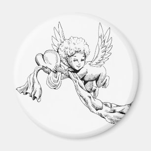 Imán Ángel blanco y negro con corazón