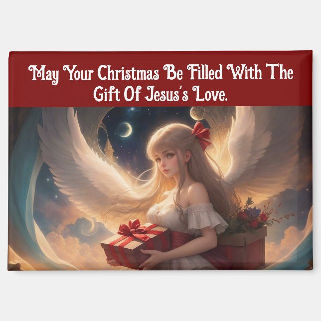 Imán Ángel Con Regalos Navidades Magnet (Anverso)
