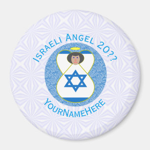 Imán Ángel de la Bandera Israelí en Azul y Blanco Perso