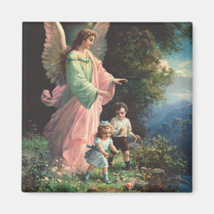 Imán Ángel de la guarda protegiendo a los niños cerca d