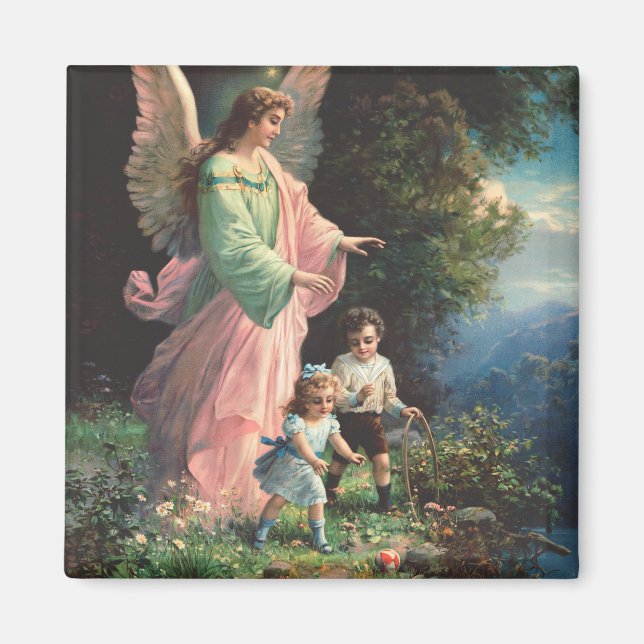 Imán Ángel de la guarda protegiendo a los niños cerca d (Frente)