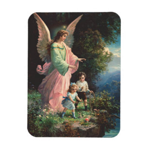 Imán Ángel de la guarda protegiendo a los niños cerca d