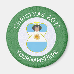 Imán Ángel de Navidad Personalizado con la Bandera Arge