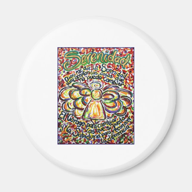 Imán Ángel de oración de la serenidad (texto en español (Frente)