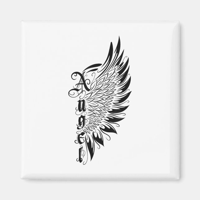 Imán Ángel día de San Valentín con un estilo de tatuaje (Frente)
