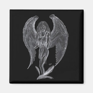 Imán Ángel - Diseño en blanco y negro