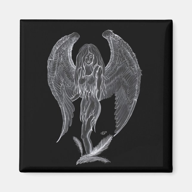 Imán Ángel - Diseño en blanco y negro (Frente)