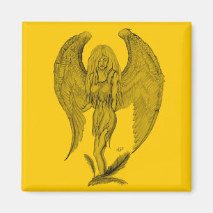 Imán Ángel Diseño negro y amarillo