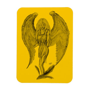 Imán Ángel - Diseño negro y amarillo