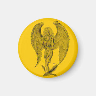 Imán Ángel Diseño negro y amarillo