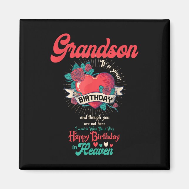 Imán Angel Grandson Happy Birday In Heaven Memorial D (Frente)