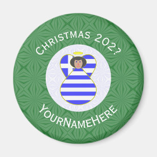 Imán Ángel Griego Bandera de Navidad Pelo Negro Persona