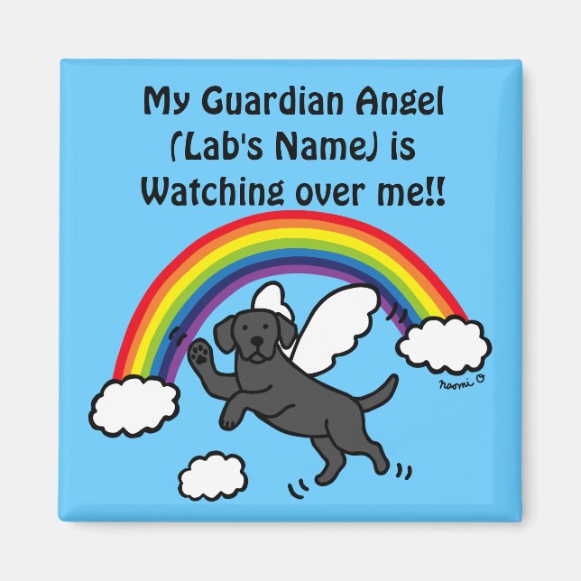 Imán Ángel Guardián del Labrador Negro (puente arcoiris (Frente)