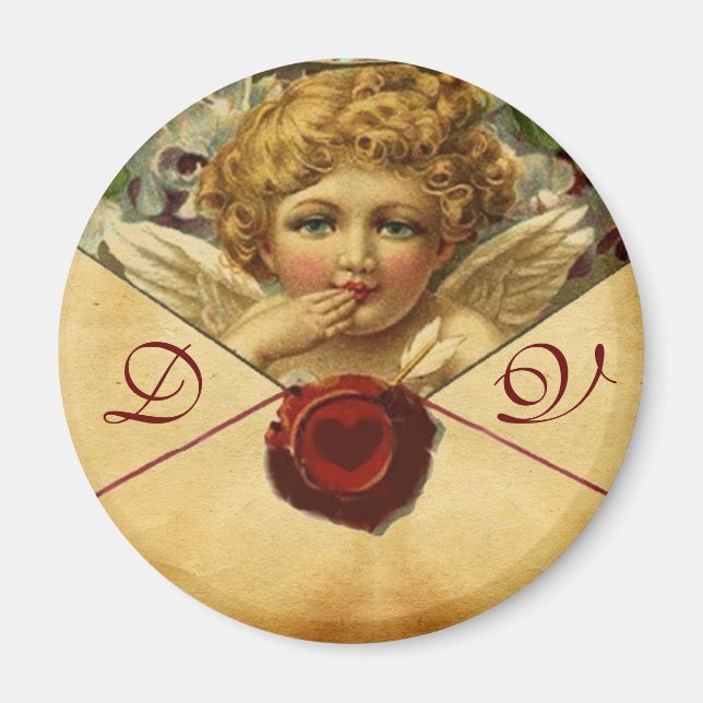Imán ANGEL HEART WAX SEAL PARCHMENT Valentine Monograma (Frente)