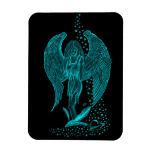 Imán Ángel perdido en el amor, negro y verde diseño